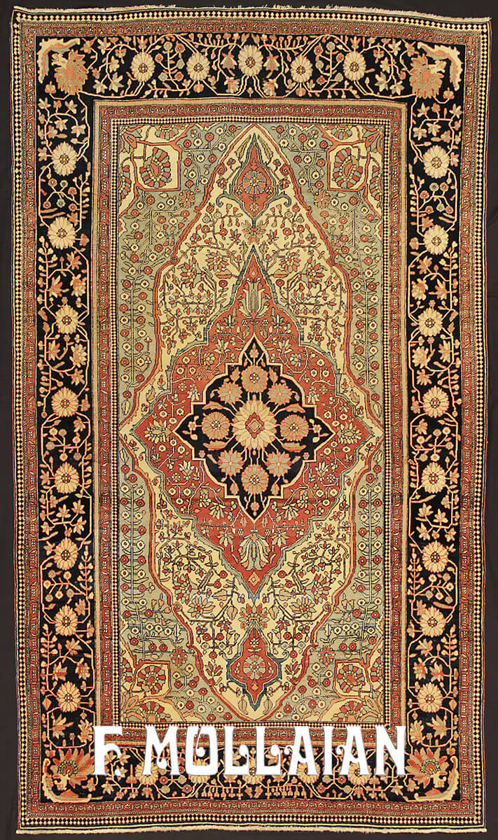 Tappeto Persiano Antico Kashan Mohtasham n°:96918007